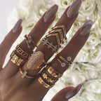 Celestial & Floral Ring Set, 8-12 Rings with Opal, Rhinestone & Enamel Accents in Gold & Silver Tone