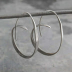 Open Spiral Drop Hoop Earrings with Curved Wire Detail