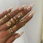 Celestial & Floral Ring Set, 8-12 Rings with Opal, Rhinestone & Enamel Accents in Gold & Silver Tone