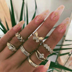 Celestial & Floral Ring Set, 8-12 Rings with Opal, Rhinestone & Enamel Accents in Gold & Silver Tone