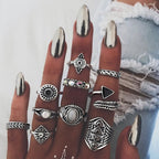Celestial & Floral Ring Set, 8-12 Rings with Opal, Rhinestone & Enamel Accents in Gold & Silver Tone