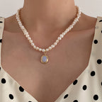 Pearl Moonstone Pendant Necklace