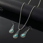 Vintage Turquoise Pendant Necklace and Earrings Set