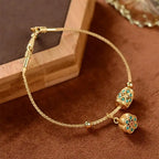 Antique Gold Turquoise Lotus Bracelet
