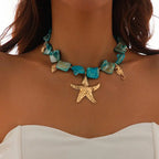 Boho Stone Sea Star Pendant Necklace