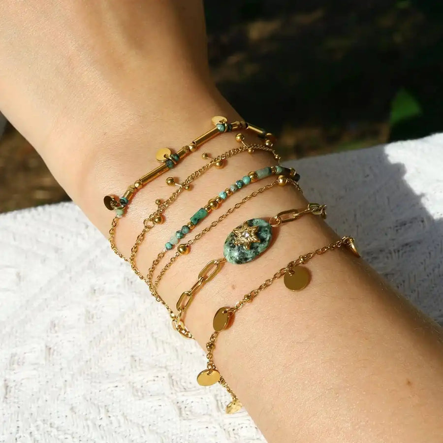 Gold Volcanic Turquoise Bracelet Set