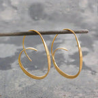 Open Spiral Drop Hoop Earrings with Curved Wire Detail