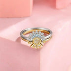 Timeless Silver Zirconia Sun Moon Ring Set
