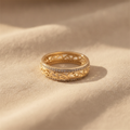 Filigree Scroll Ring with Pavé Stone Accents in Gold Tone