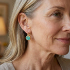 Turquoise Drop Earrings, Gold-Tone Bezel Setting, Lever-Back