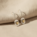 Heart Drop Earrings with Hammered Silver and Gold-Tone Accent