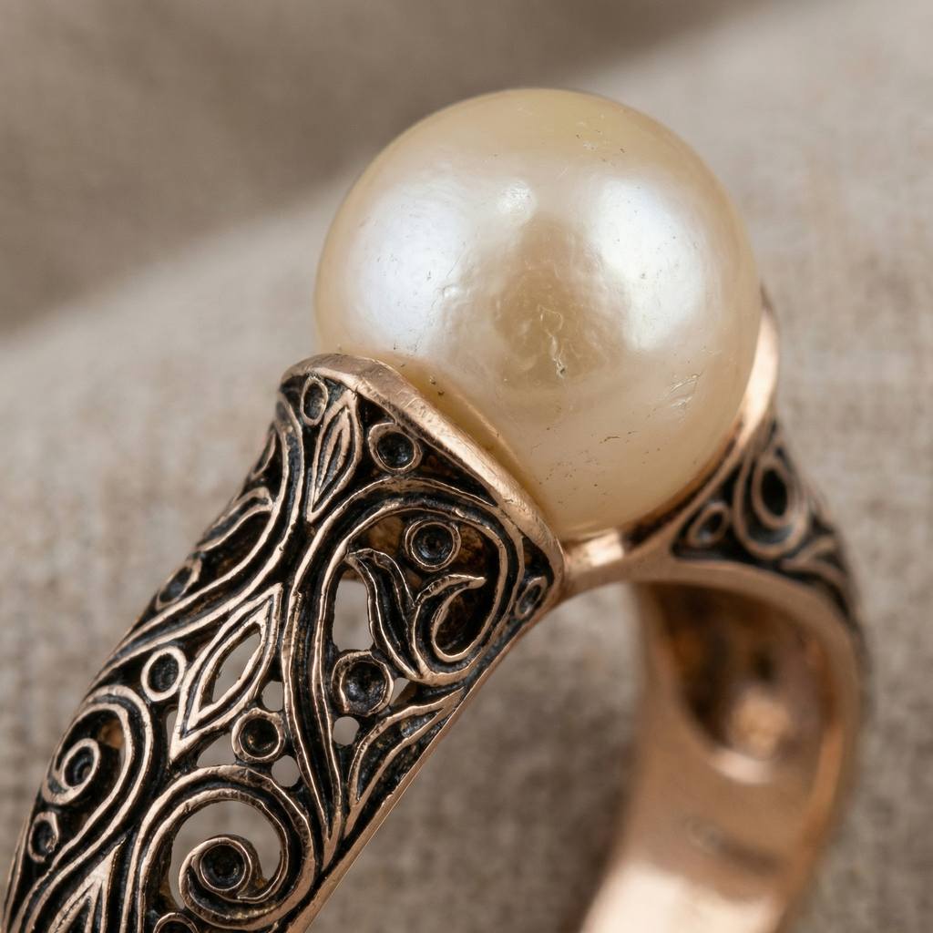 Vintage Pearl Golden Ring
