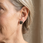 Elegant Black Lotus Earrings in Gold