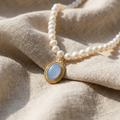 Pearl Moonstone Pendant Necklace