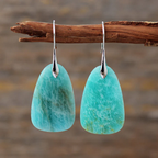 Teardrop Turquoise Drop Earrings with Silver-Tone Wire Hooks