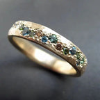 Vintage Multi-Gemstone Cluster Ring with Domed Gold Band