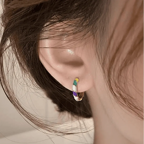Chic Golden Enamel Earrings