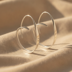 Open Spiral Drop Hoop Earrings with Curved Wire Detail