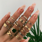 Celestial & Floral Ring Set, 8-12 Rings with Opal, Rhinestone & Enamel Accents in Gold & Silver Tone