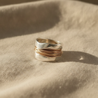Wire Wrap Statement Ring in Silver and Gold Tone