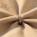 Vintage-Style Stacking Ring Set with Textured Bands in Silver and Copper Tone