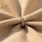Vintage-Style Stacking Ring Set with Textured Bands in Silver and Copper Tone