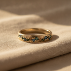 Vintage Multi-Gemstone Cluster Ring with Domed Gold Band