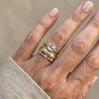 Vintage-Inspired Cubic Zirconia Stackable Ring Set, 4-Piece, Gold Tone
