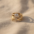 Vintage-Inspired Cubic Zirconia Stackable Ring Set, 4-Piece, Gold Tone
